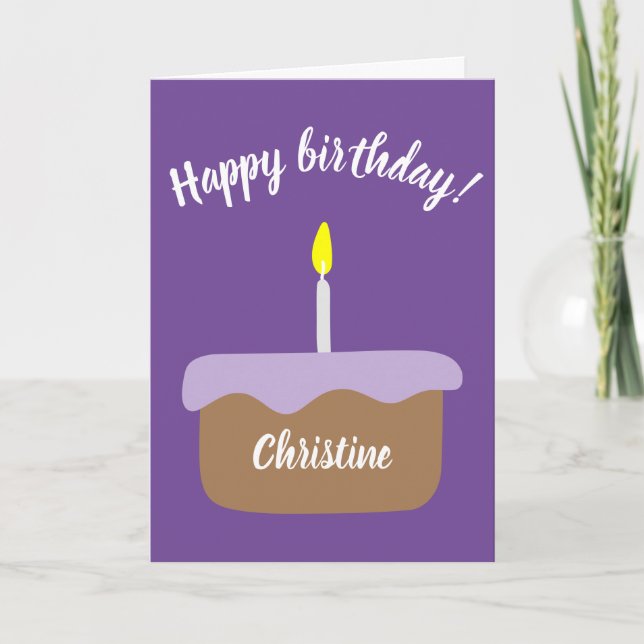 Carte Gâteau d'anniversaire personnalisé avec bougie lég (Devant)