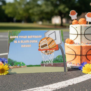 Carte Gâteau d'anniversaire personnalisé Basketball Happ