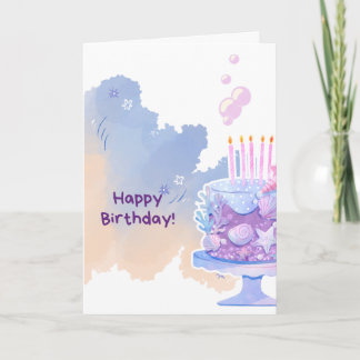 Carte Gâteau d'anniversaire sur le thème Under The Sea J