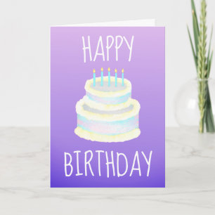 Carte Gâteau d'anniversaire violet heureux