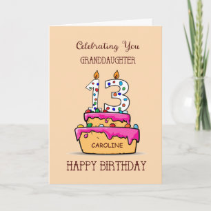 Carte Gâteau de célébration des 13 ans de votre petite-f