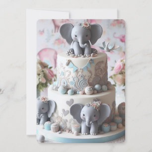CARTE GÂTEAU DE COUCHE DE PETITS ÉLÉPHANTS AMUSANTS