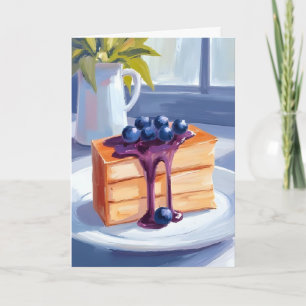 Carte Gâteau de dessert en pâtisserie myrtille aquarelle
