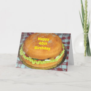 Carte GÂTEAU DE HAMBURGER POUR VOTRE "40ème" ANNIVERSAIR