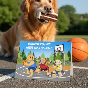 Carte Gâteau de jeu de basket-ball pour chiens drôles d'