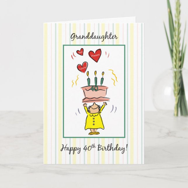 Carte Gâteau de la petite-fille 40e anniversaire avec fe (Devant)