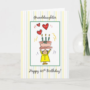 Carte Gâteau de la petite-fille 40e anniversaire avec fe