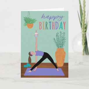 Carte Gâteau de yoga d'anniversaire