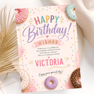 Carte Gâteau Donut Rose Deux Douce Anniversaire