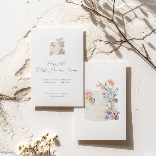 Carte Gâteau Floral Douce Anniversaire