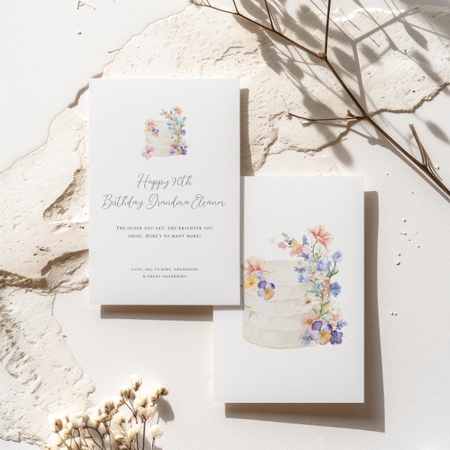 Carte Gâteau floral doux Anniversaire (Créateur téléchargé)