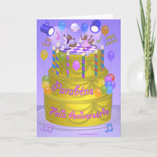 Carte Gâteau "Joyeux Anniversaire" (portugais) (Devant)