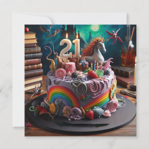 CARTE GÂTEAU MAGIQUE DE 21E ANNIVERSAIRE