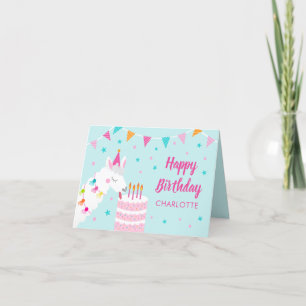 Carte Gâteau tout Llama amusant 4ème Aqua Joyeux anniver