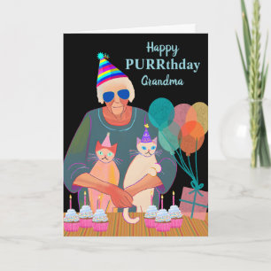 Carte Gâteaux d'anniversaire pour grand-mère avec des ch