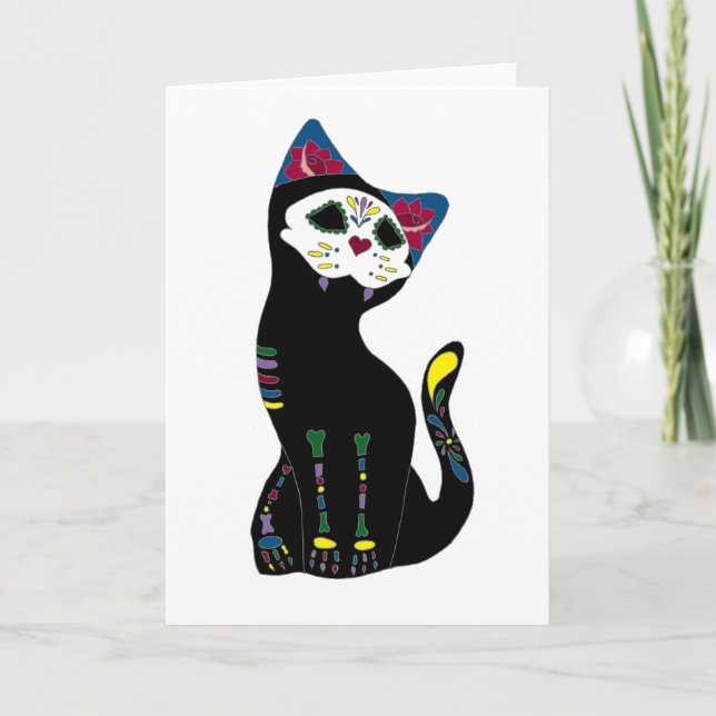 Carte "Gato Muerto" Dia De Los Muertos Cat (Devant)