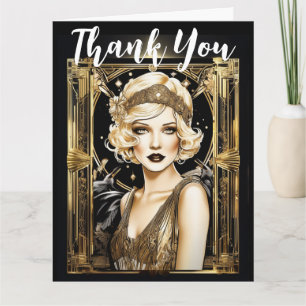 Carte Gatsby flapper fille blonde merci les années 1920