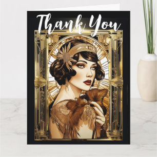 Carte Gatsby flapper fille brunette merci les années 192