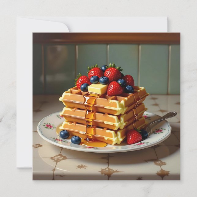 Carte gaufres aux fraises et bleuets (Devant)