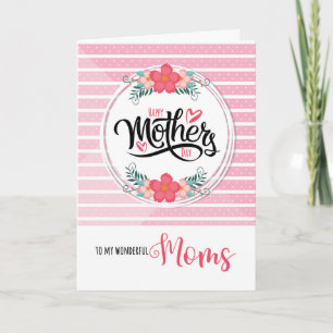 Carte Gay Moms sur la Fête des Mères Pink Bontanical Str