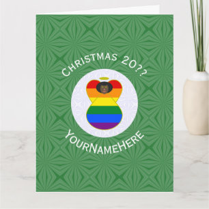 Carte Gay pride Drapeau Noir Ange Noël Personnalisé