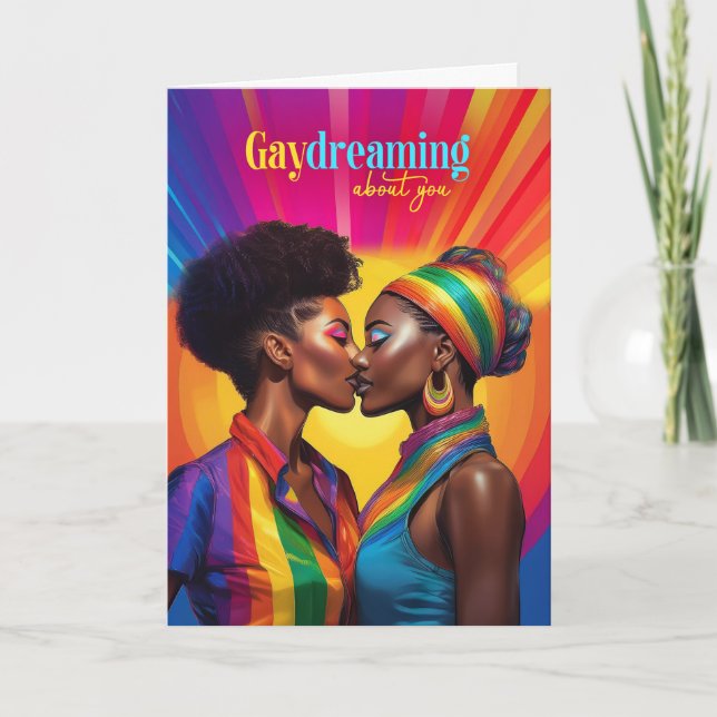Carte Gaydreaming African American Lesbian Rainbow Love (Devant)
