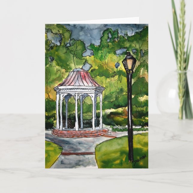 Carte gazebo aquarelle peinture jardin nature (Devant)