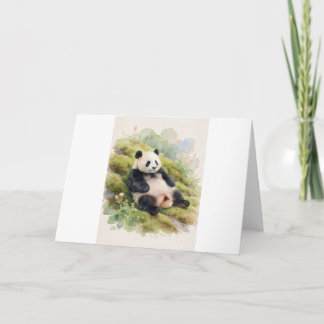 Carte Géant Panda Faisant La Sieste Sur La Colline Mouss