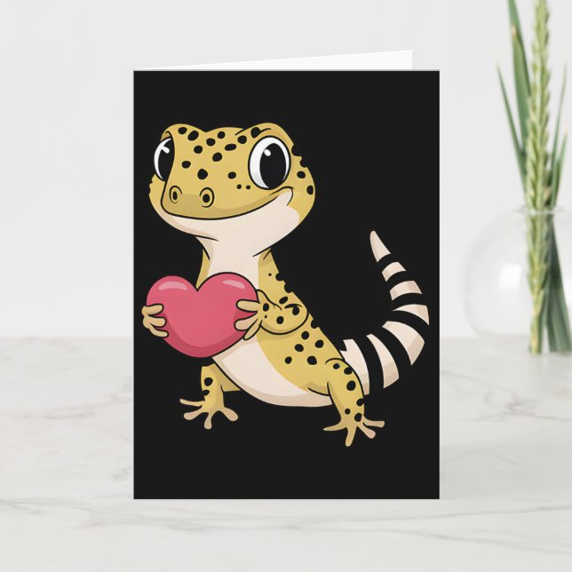 Carte Gecko Léopard Animal Amoureux de la Saint-Valentin (Devant)
