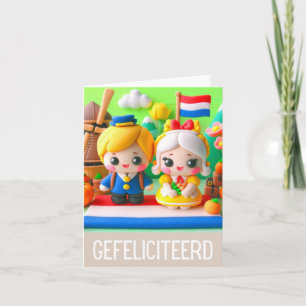 Carte Gefeliciteerd, heureux anniversaire néerlandais