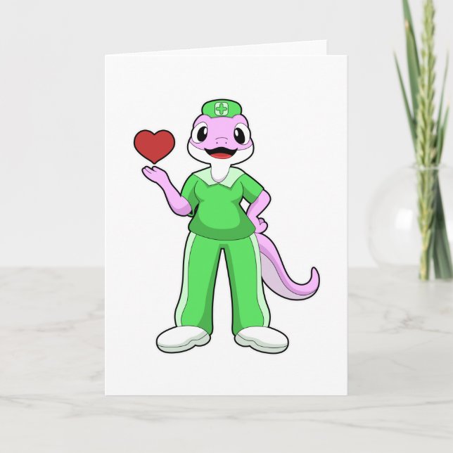 Carte Geko en infirmière au grand cœur (Devant)