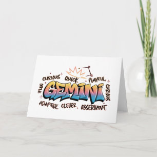 Carte Gémeaux Zodiaque Graffiti
