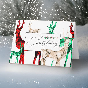 Carte Gemstone Crystal Reindeer Joyeux Noël