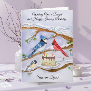 Carte Gendre Anniversaire de janvier Oiseaux de jardin