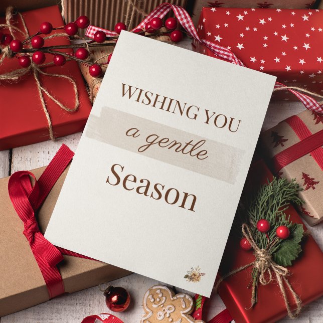 Carte Gentle Winter Wish Flat Card (Share warm winter wishes with a soft taupe brushstroke and seasonal message)