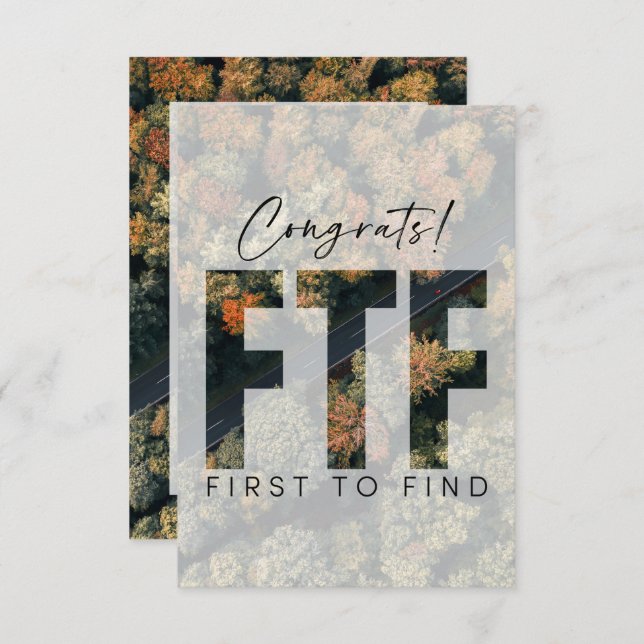 Carte Géocaching Premier à Trouver la Cache Félicitation (Devant / Derrière)