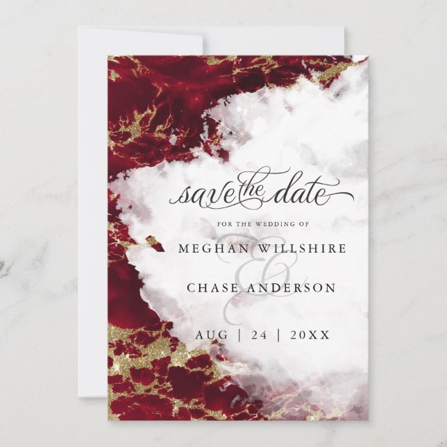 Carte Géode aquarelle rubis moderne BarefootBride™ (Devant)