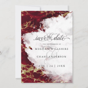 Carte Géode aquarelle rubis moderne BarefootBride™