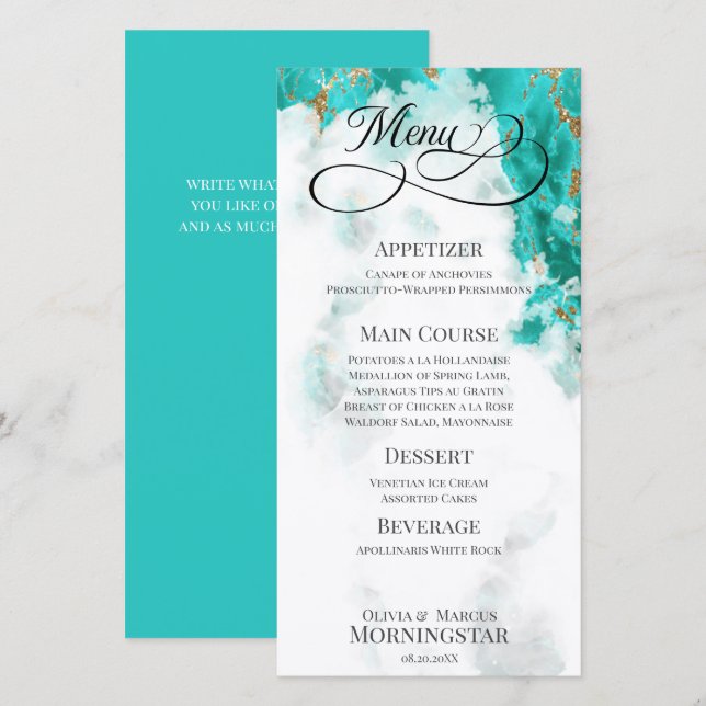 Carte Géode Turquoise Aquarelle (Devant / Derrière)