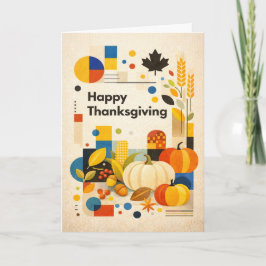 Carte Geometric Retro Happy Thanksgiving Pumpkin