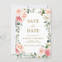 Géométrique florale rose vif Enregistrer la date