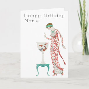Carte George Barbier Femme Avec Urn Art Déco Anniversair