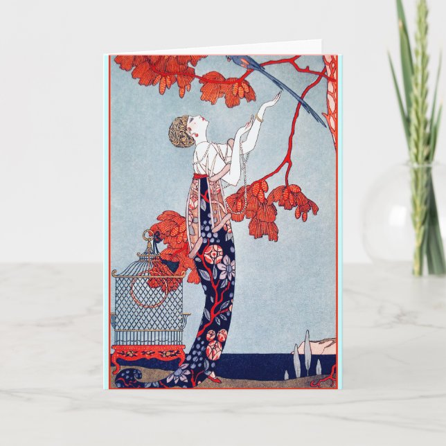 Carte George Barbier "L'Oiseau Volage" 1914 (Devant)