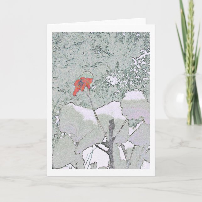 Carte géranium dans la neige (Devant)