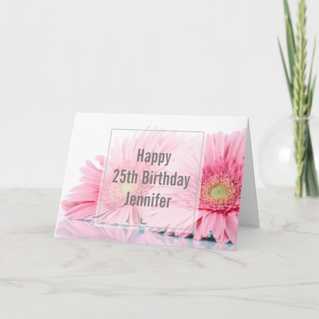 Carte Gerbera Rose Daisies Élégante Photo Anniversaire (Devant)