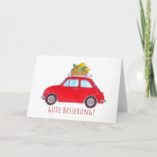 Carte German Get well Red Retro Fiat 500