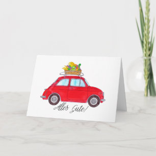 Carte German Get well Red Retro Fiat 500