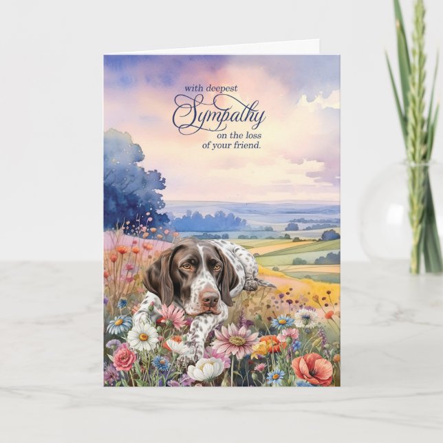 Carte German Pointer Field of Wildflowers Pet Sympathy (Devant)