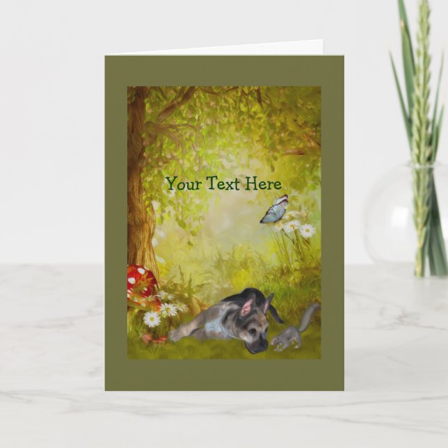 Carte German Shepherd Puppy Fantasy Dog (Devant)