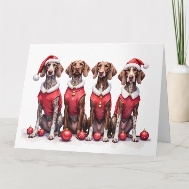 Carte German Shorthaired Pointer Christmas Dress Santa (Devant)